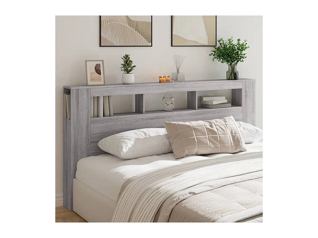 Tête de lit à LED sonoma gris 200x18,5x103,5 cm bois ingénierie