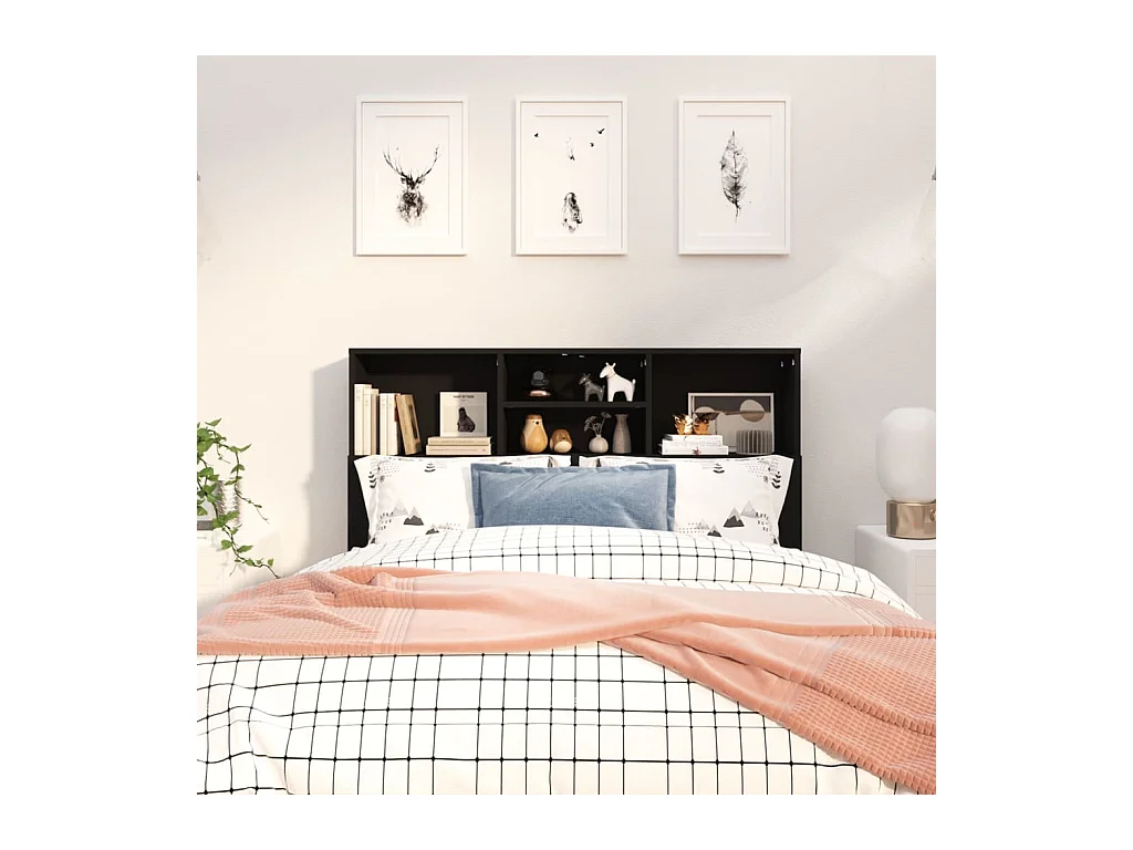 Armoire de tête de lit Noir 120x19x103,5 cm