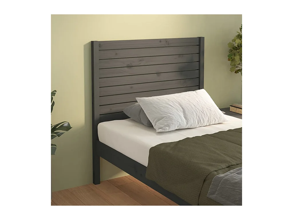 Cabecero de cama madera maciza de pino gris 81x4x100 cm