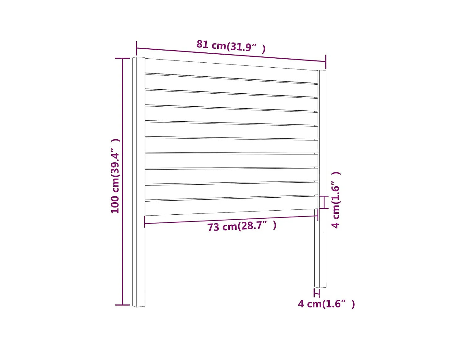 Cabecero de cama madera maciza de pino gris 81x4x100 cm