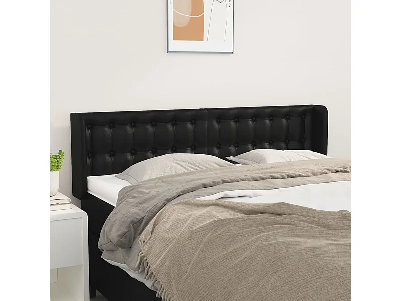Cabeceira de cama c/ abas couro artificial 147x16x78/88cm preto