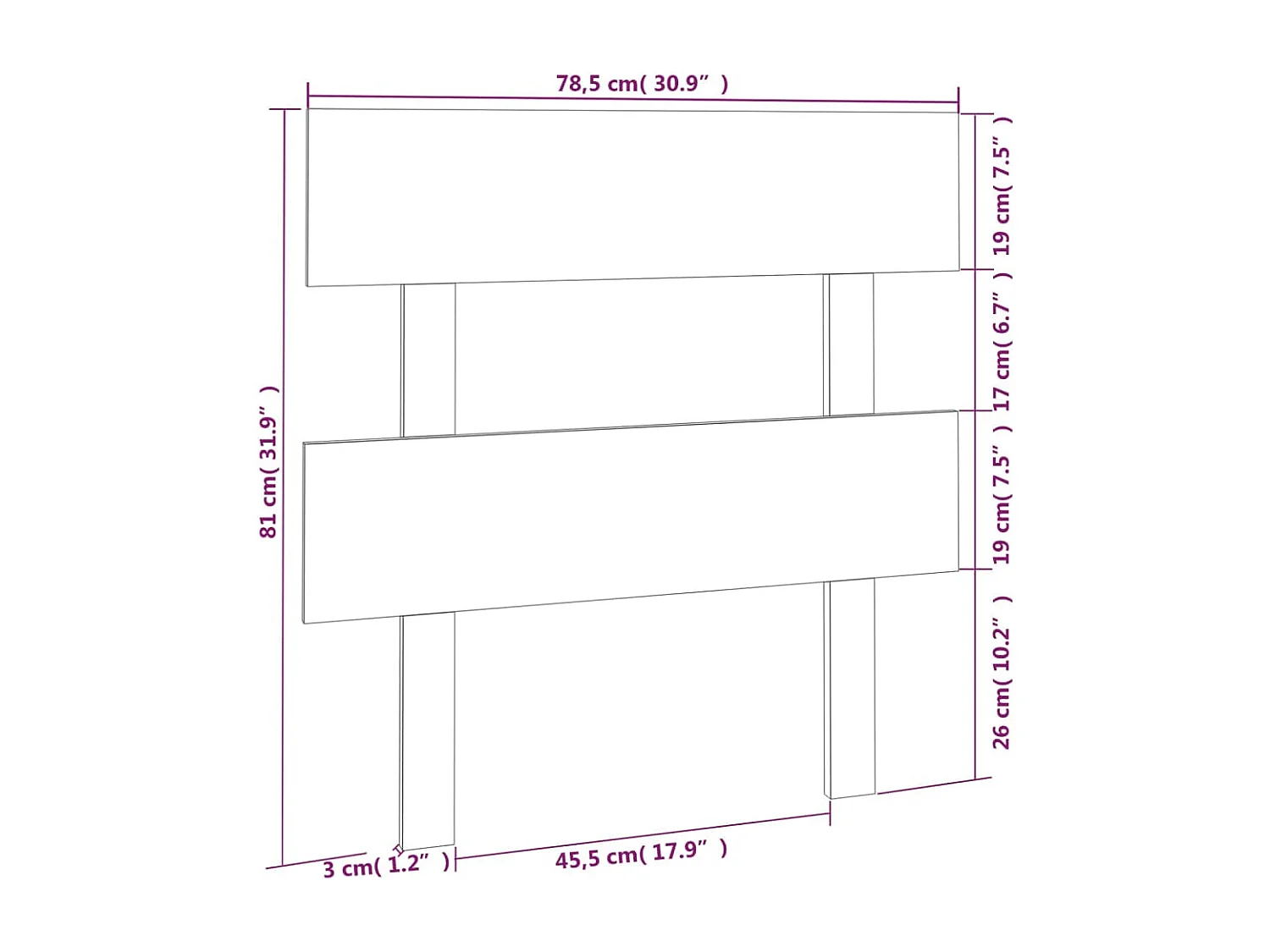 Cabeceira de cama 78,5x3x81 cm pinho maciço preto