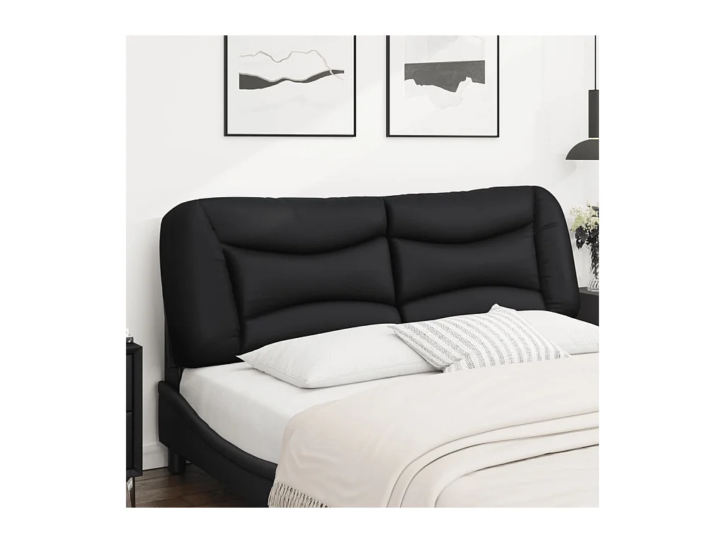 Tête de lit coussin noir 160 cm similicuir