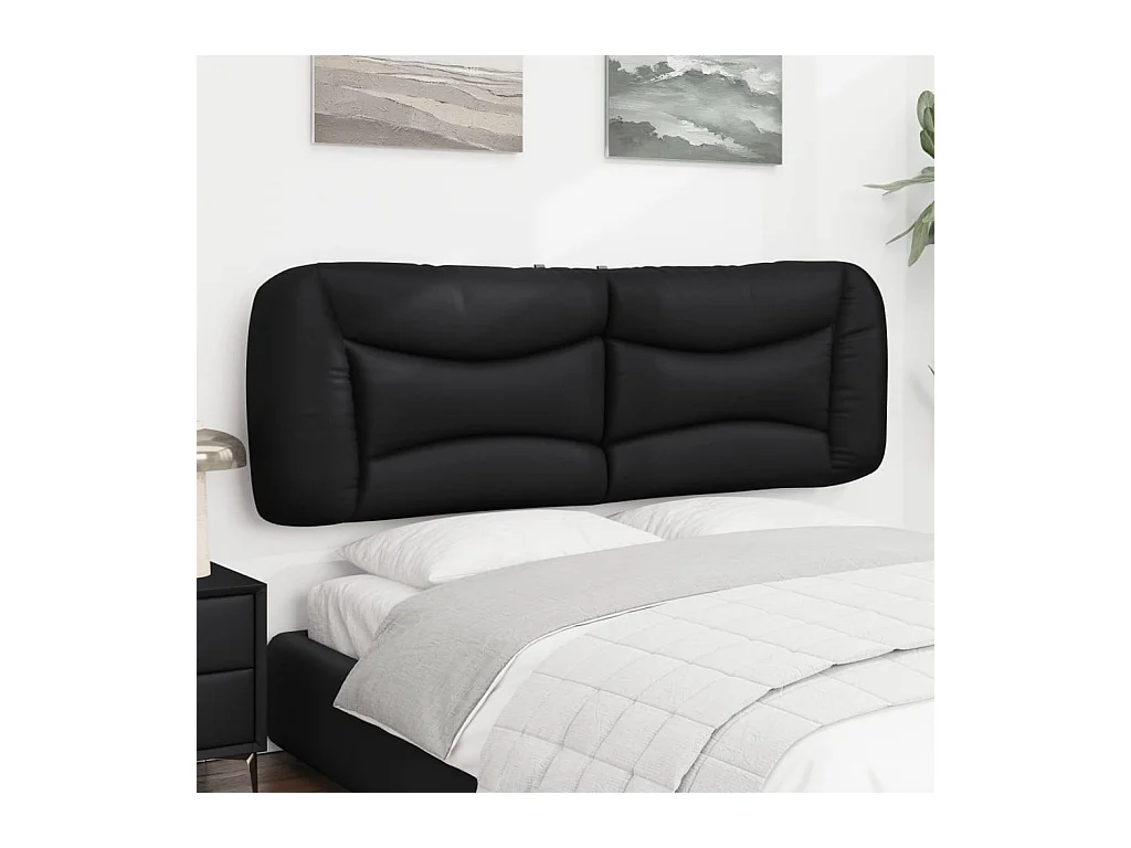 Tête de lit coussin noir 160 cm similicuir