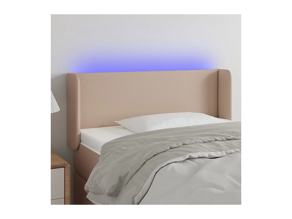 Hoofdbord LED 93x16x78/88 cm kunstleer cappuccinokleurig