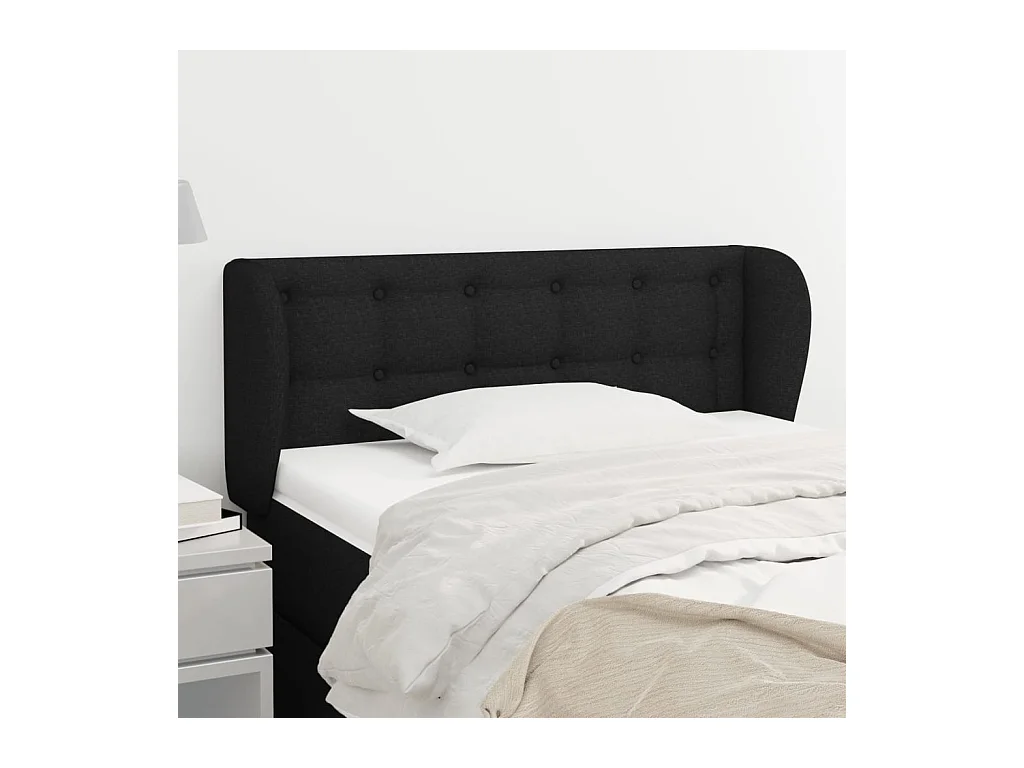 Tête de lit avec oreilles Noir 93x23x78/88 cm Tissu