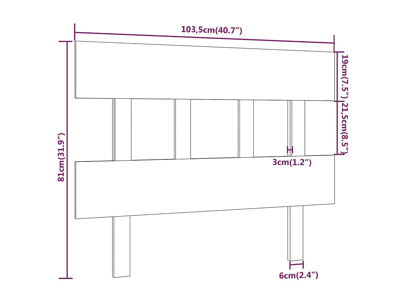 Cabeceira de cama 103,5x3x81 cm pinho maciço branco