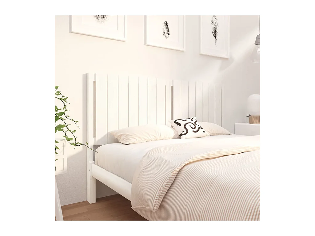 Cabeceira de cama 165,5x4x100 cm madeira de pinho maciça branco
