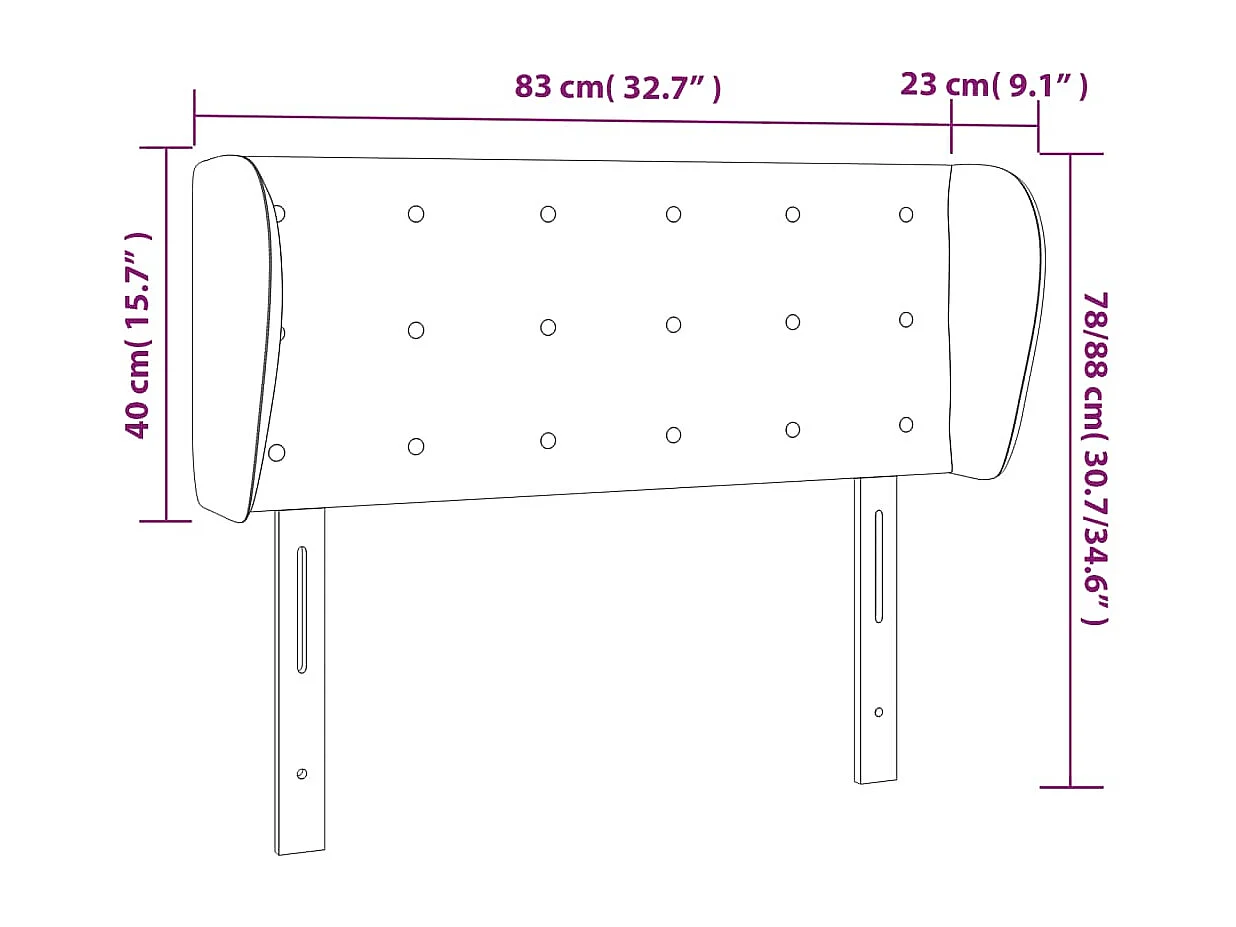 Cabecero de tela azul 83x23x78/88 cm