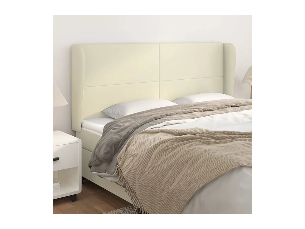 Tête de lit avec oreilles Crème 163x23x118/128 cm Similicuir