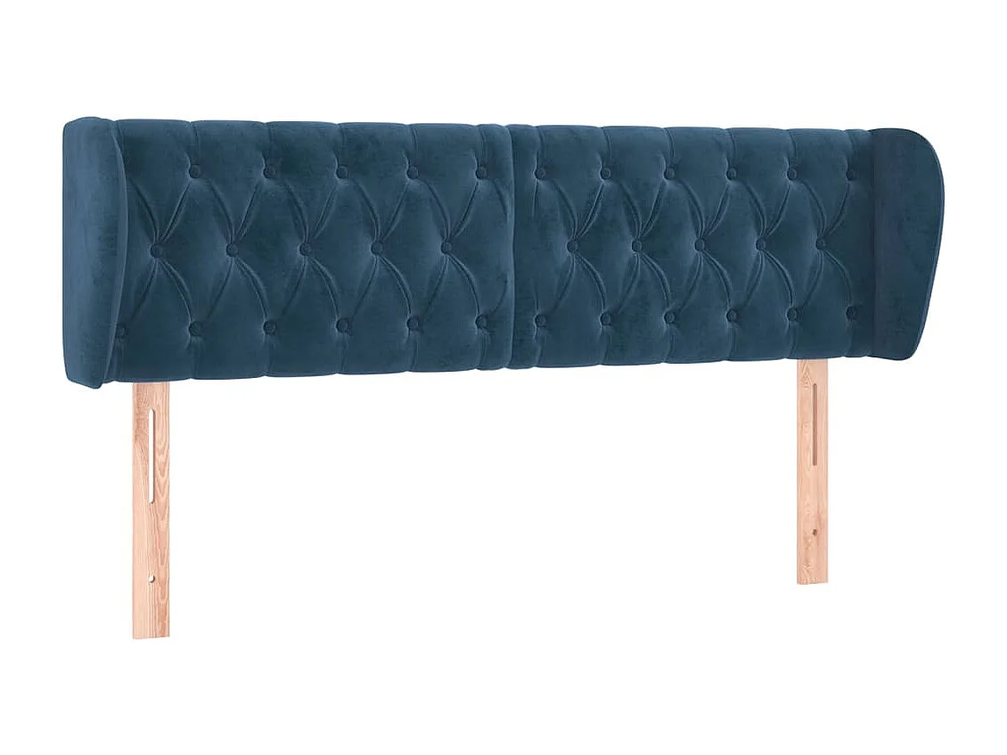 Tête de lit avec oreilles Bleu foncé 147x23x78/88 cm Velours