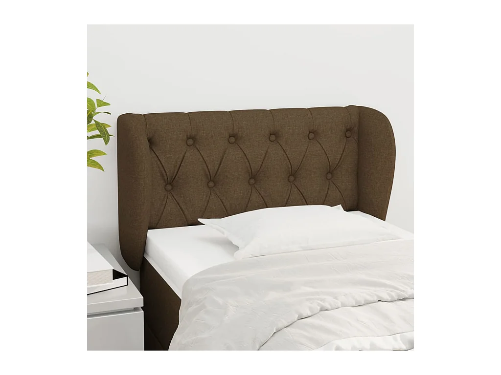 Tête de lit avec oreilles Marron Foncé 83x23x78/88 cm Tissu