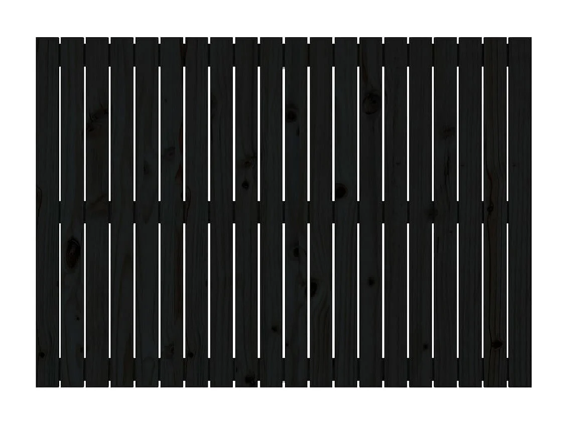Cabecero de cama de pared madera maciza pino negro 127,5x3x90cm