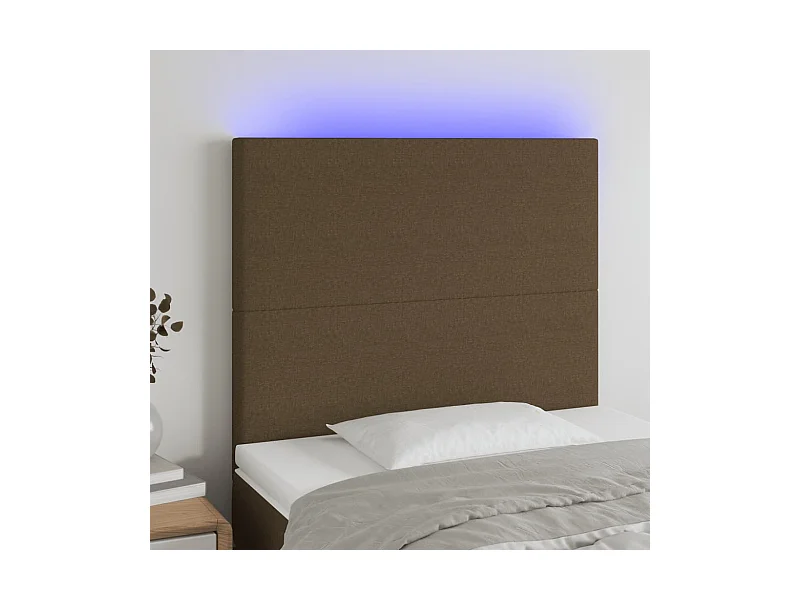 Cabeceira de cama c/ luzes LED tecido 100x5x118/128cm castanho