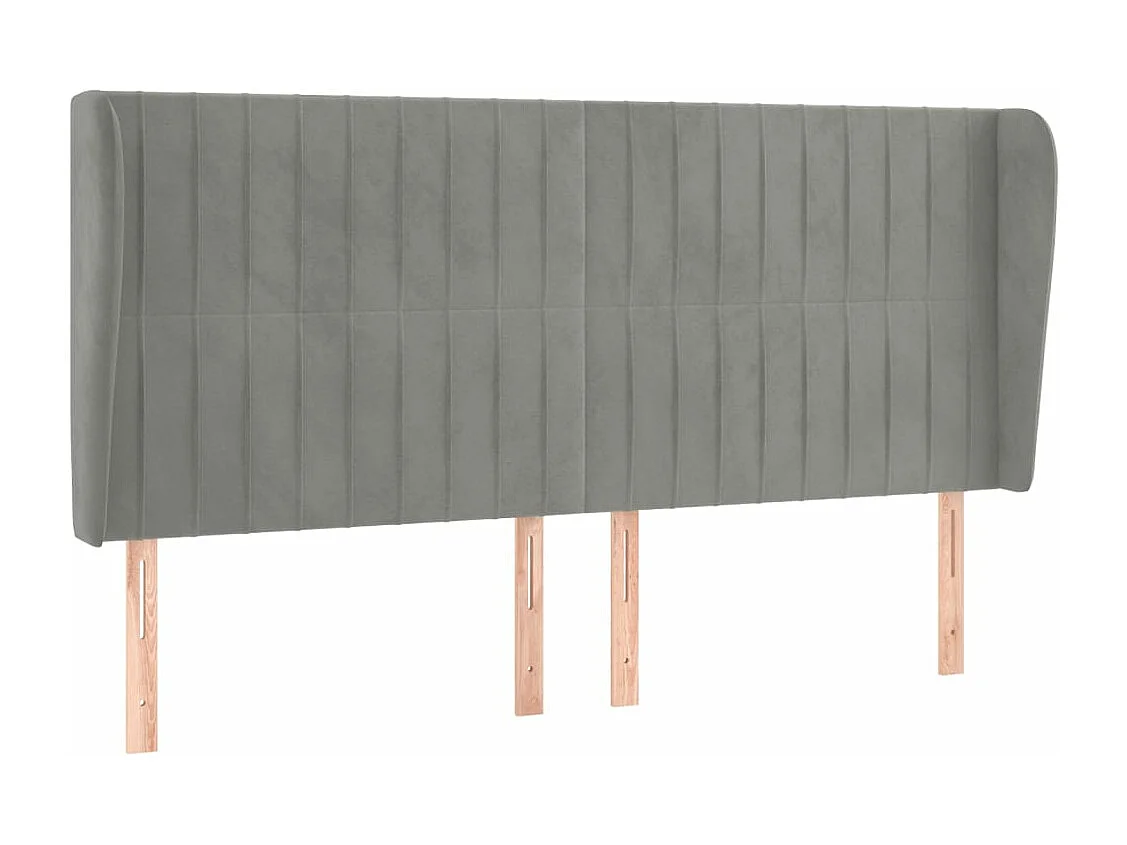 Tête de lit avec oreilles Gris clair 203x23x118/128 cm Velours