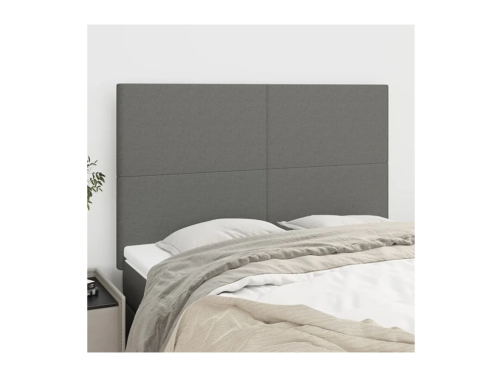 Tête de lit 4 pièces Gris foncé 72x5x78/88 cm Tissu