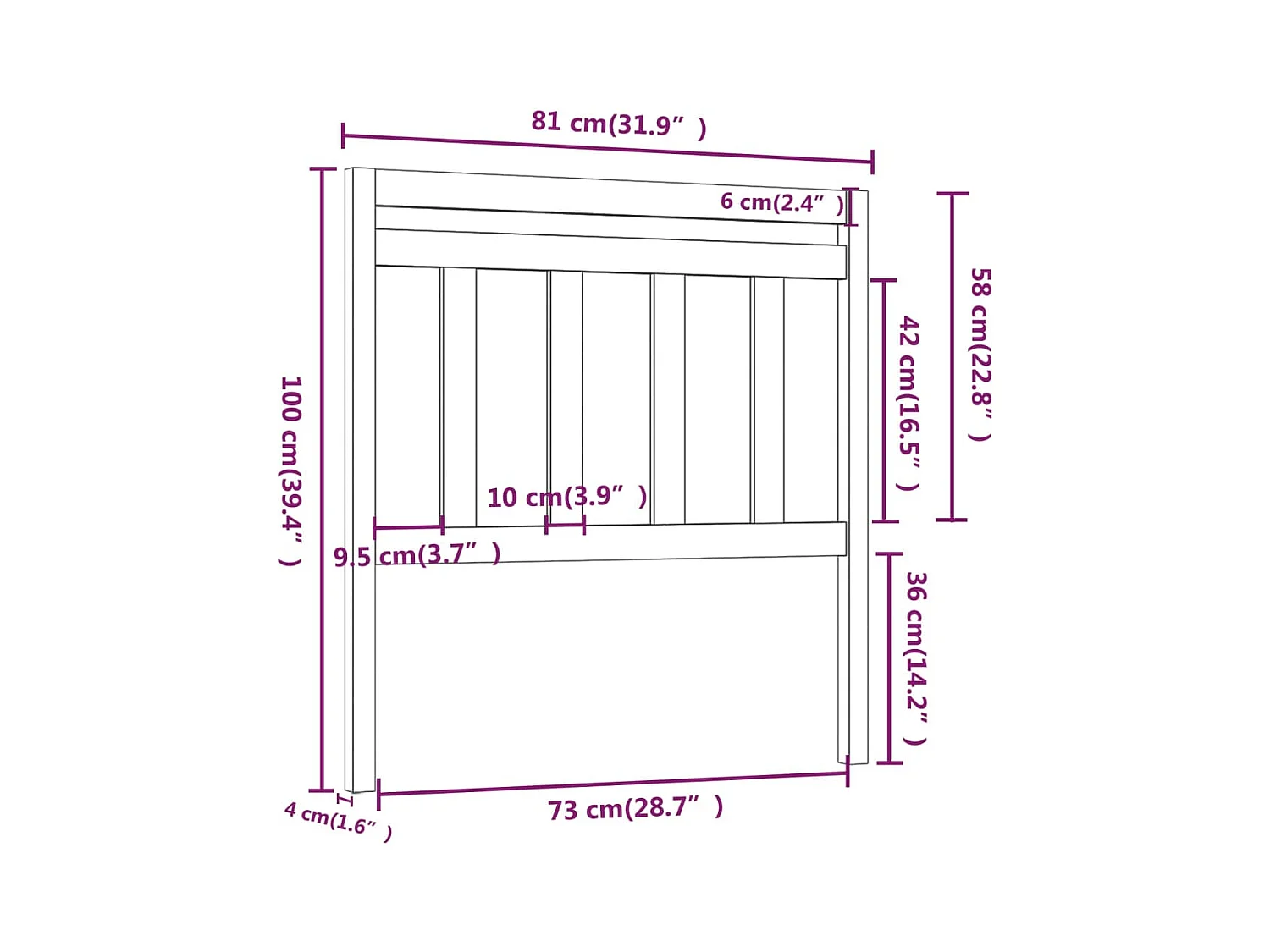Tête de lit Gris 81x4x100 cm Bois massif de pin