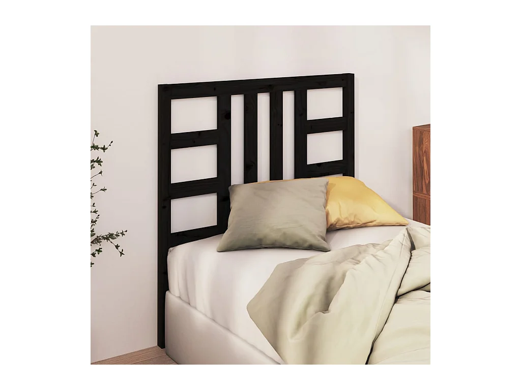Tête de lit Noir 81x4x100 cm Bois massif de pin