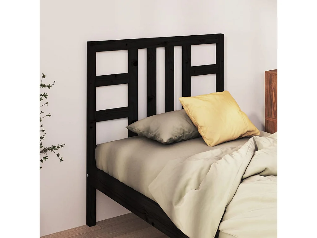 Cabeceira de cama 81x4x100 cm pinho maciço preto