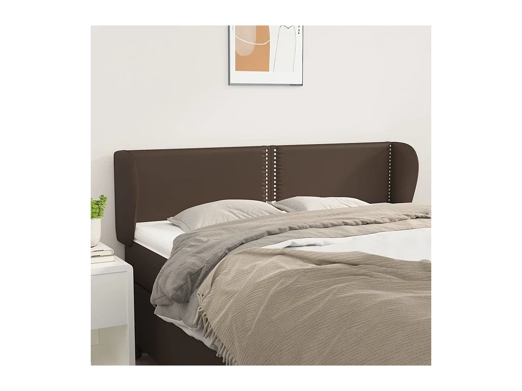 Tête de lit avec oreilles Marron 147x23x78/88 cm Similicuir