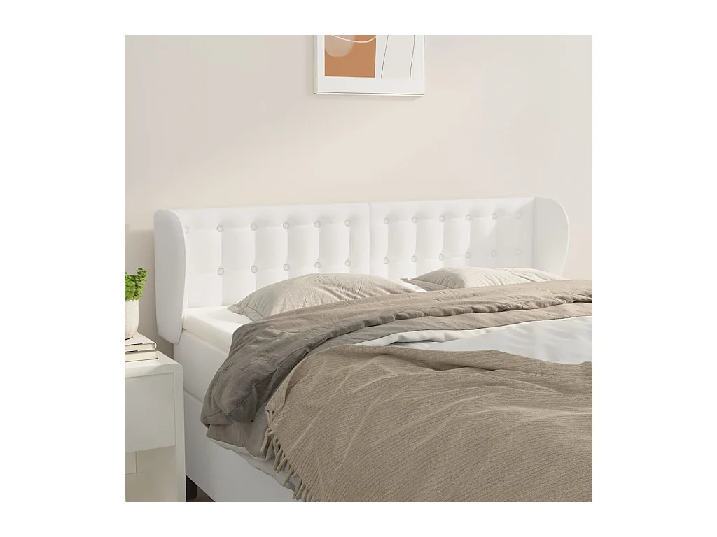 Tête de lit avec oreilles Blanc 147x23x78/88 cm Similicuir