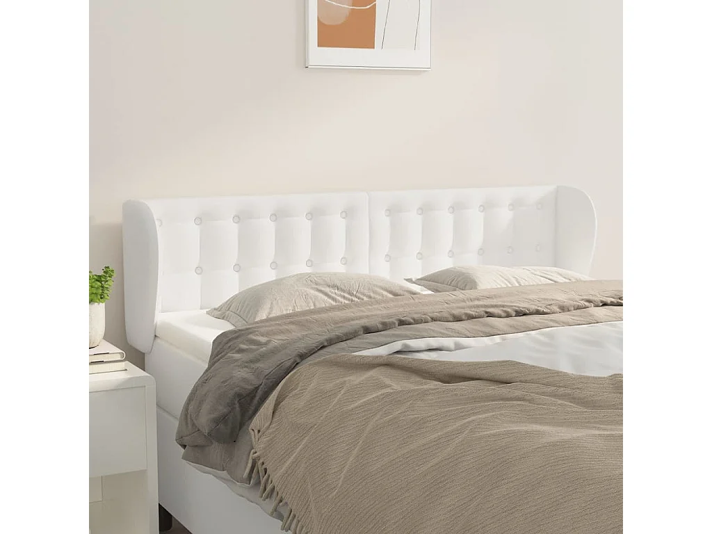 Hoofdbord met randen 147x23x78/88 cm kunstleer wit