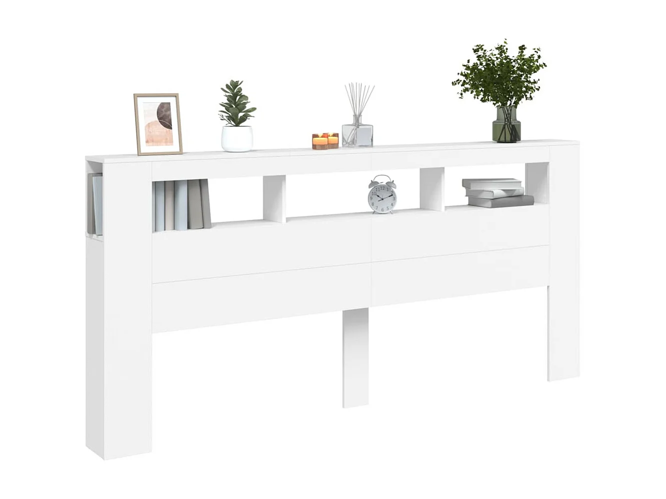 Tête de lit à LED blanc 220x18,5x103,5 cm bois d'ingénierie