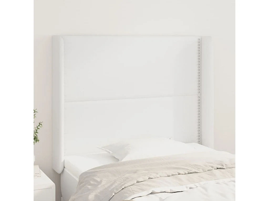 Cabeceira cama c/ abas couro artificial 83x16x118/12 cm branco