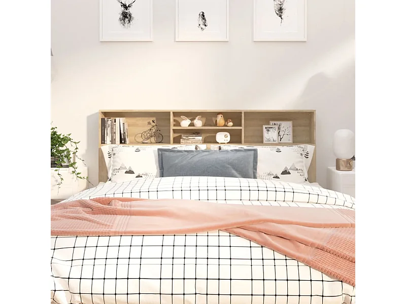 Mueble cabecero color roble Sonoma 180x19x103,5 cm