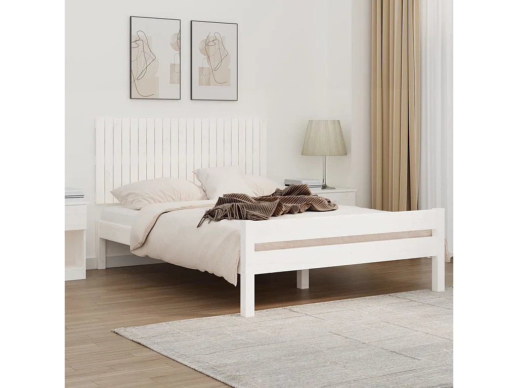 Tête de lit murale Blanc 140x3x60 cm Bois massif de pin