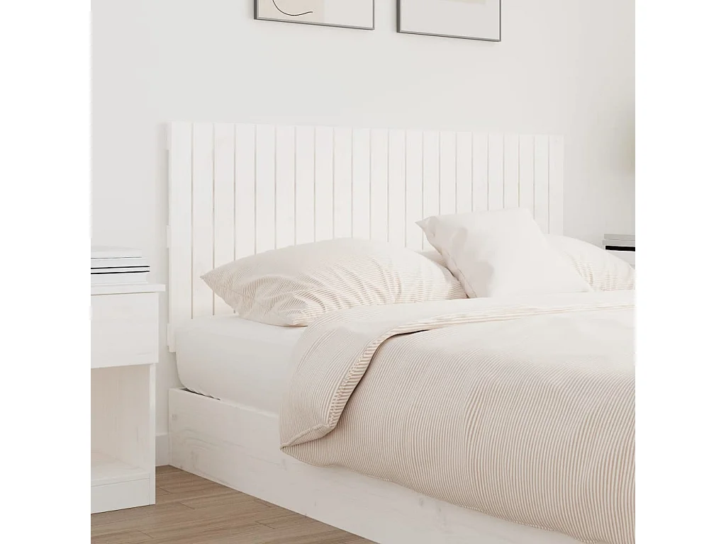 Tête de lit murale Blanc 140x3x60 cm Bois massif de pin