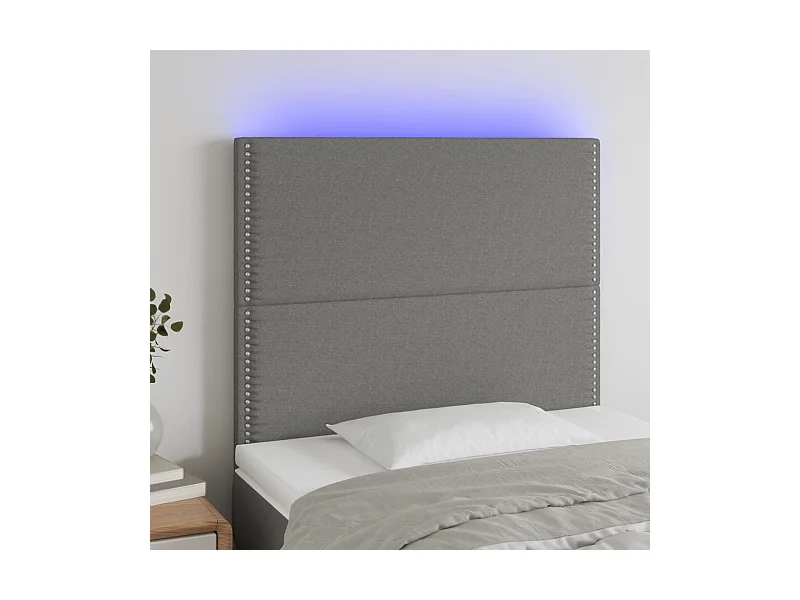 Tête de lit à LED Gris foncé 80x5x118/128 cm Tissu