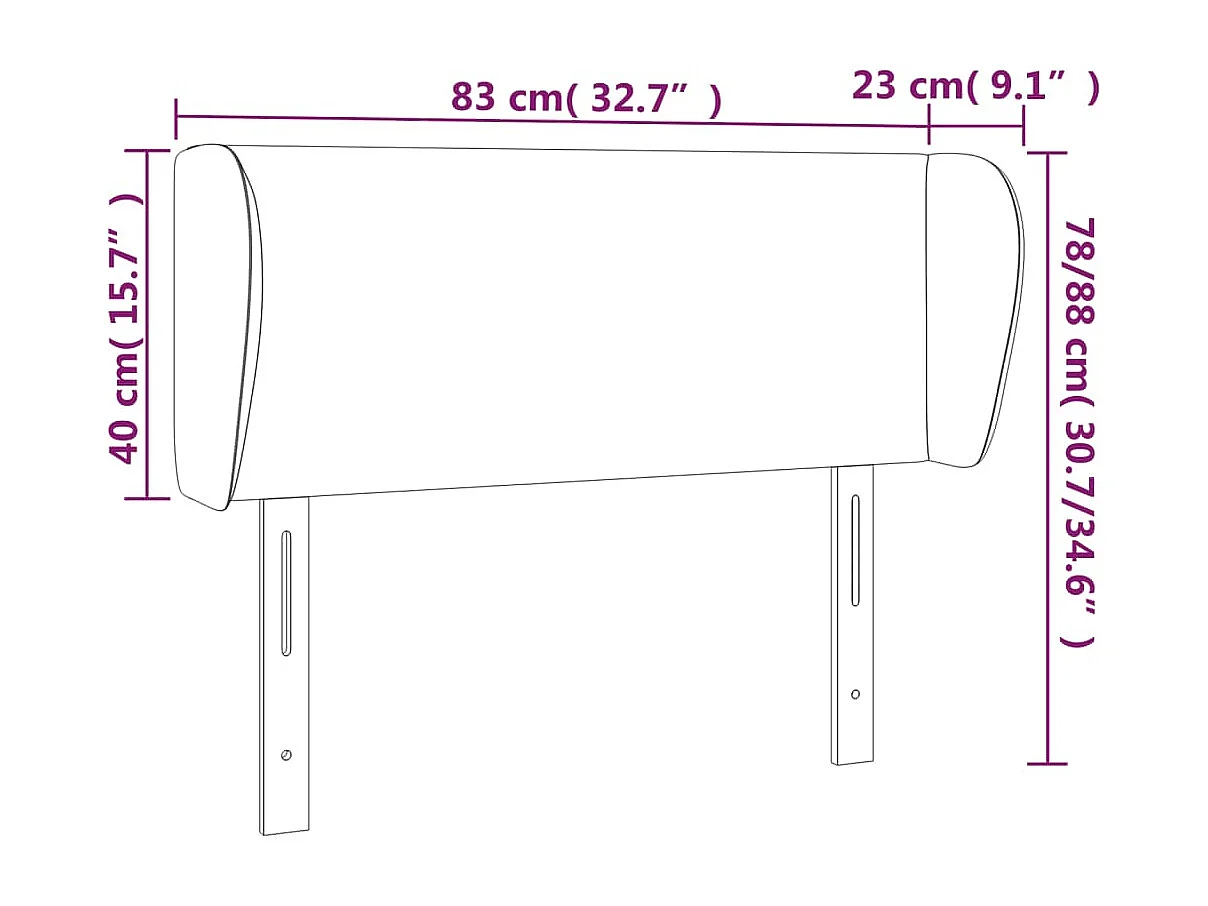Hoofdbord met randen 83x23x78/88 cm kunstleer cappuccinokleur