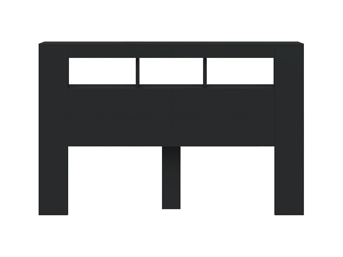 Tête de lit à LED noir 160x18,5x103,5 cm bois d'ingénierie