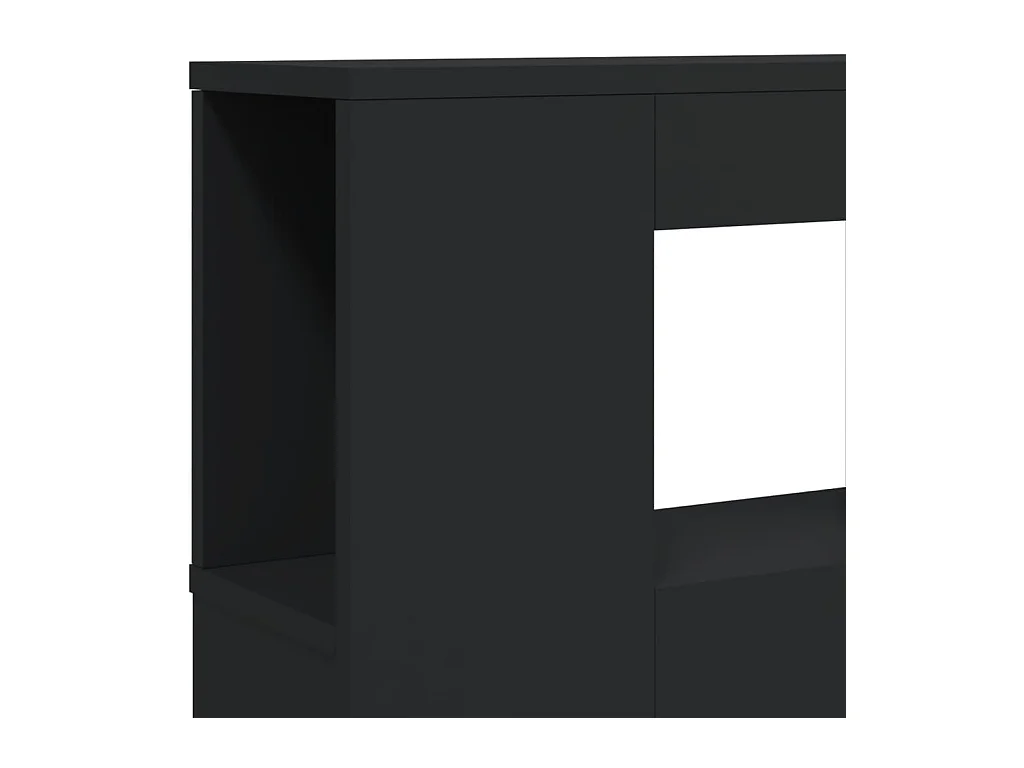 Tête de lit à LED noir 160x18,5x103,5 cm bois d'ingénierie