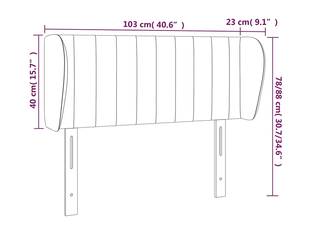 Hoofdbord met randen 103x23x78/88 cm stof donkerbruin