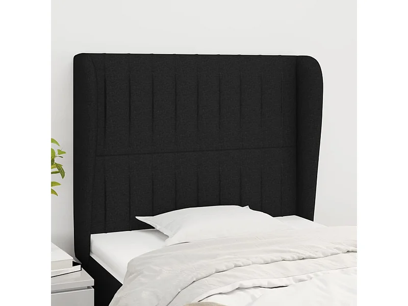 Tête de lit avec oreilles Noir 93x23x118/128 cm Tissu