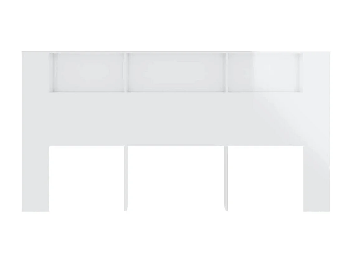 Armoire de tête de lit Blanc brillant 200x18,5x104,5 cm