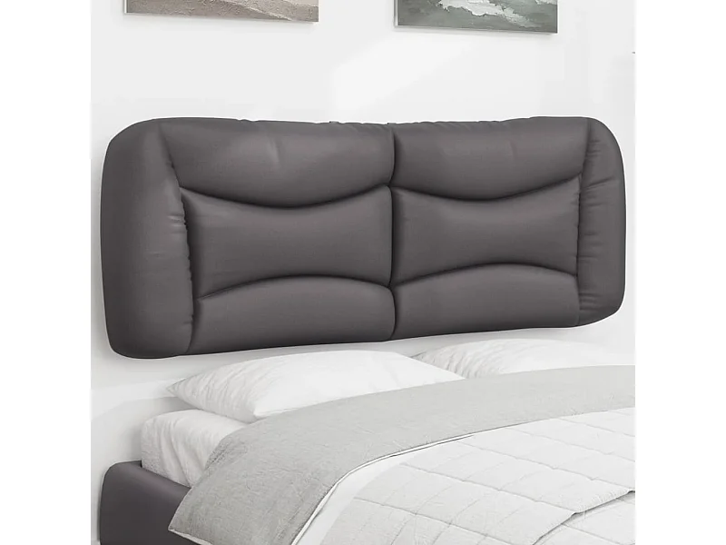Cabecero de cama acolchado cuero sintético gris 140 cm