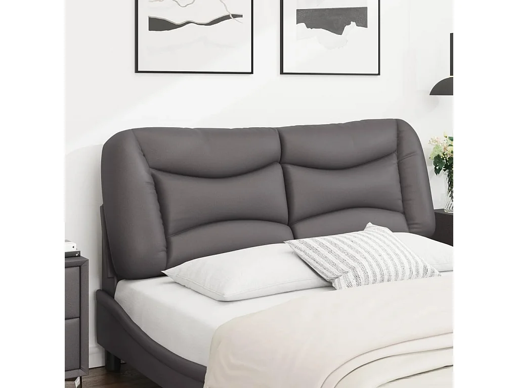Coussin de tête de lit gris 140 cm similicuir