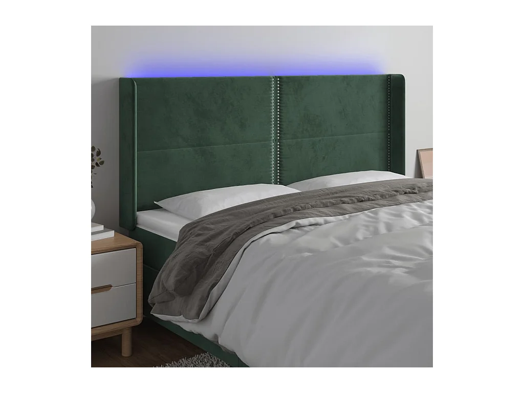 Tête de lit à LED Vert foncé 183x16x118/128 cm Velours