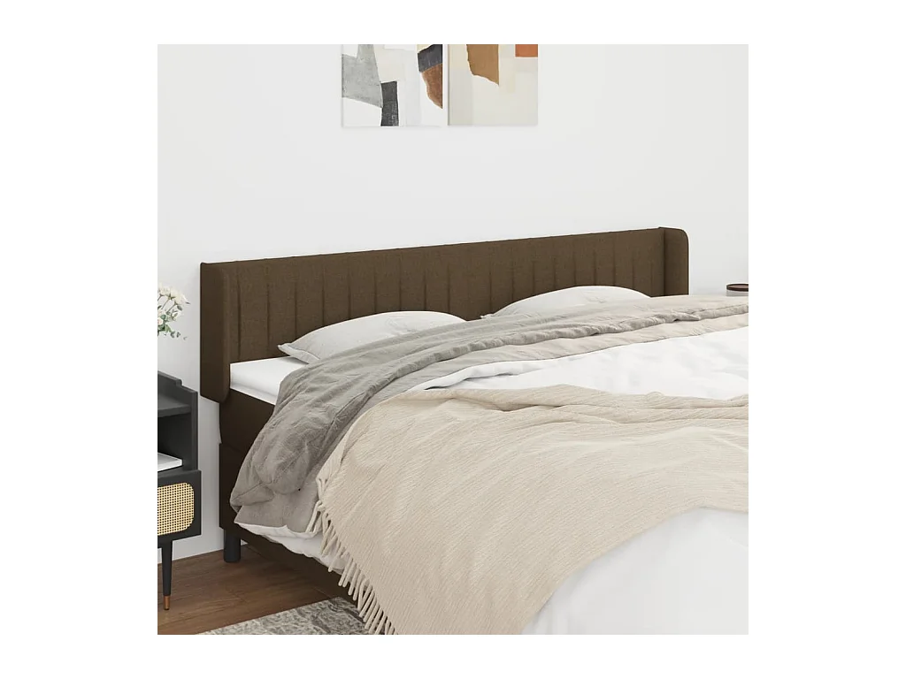 Tête de lit avec oreilles Marron Foncé 183x16x78/88 cm Tissu