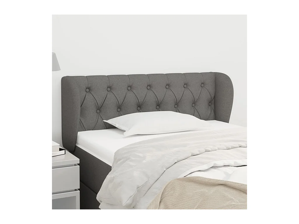 Tête de lit avec oreilles Gris foncé 93x23x78/88 cm Tissu