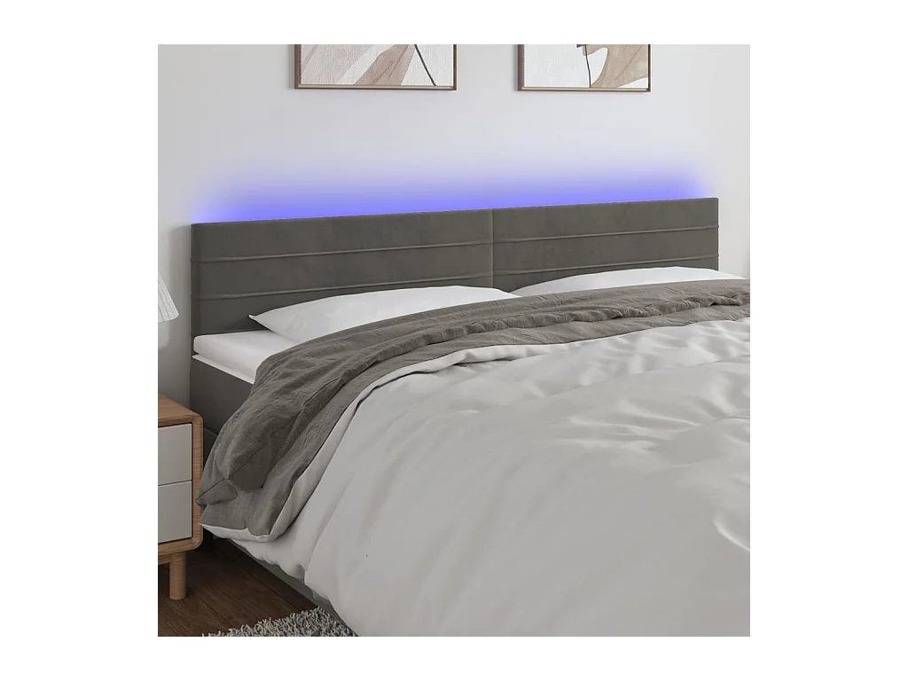 Tête de lit à LED Gris foncé 200x5x78/88 cm Velours