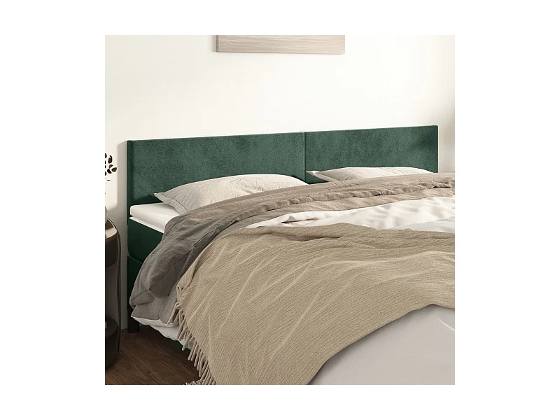 Tête de lit 2 pièces Vert foncé 100x5x78/88 cm Velours