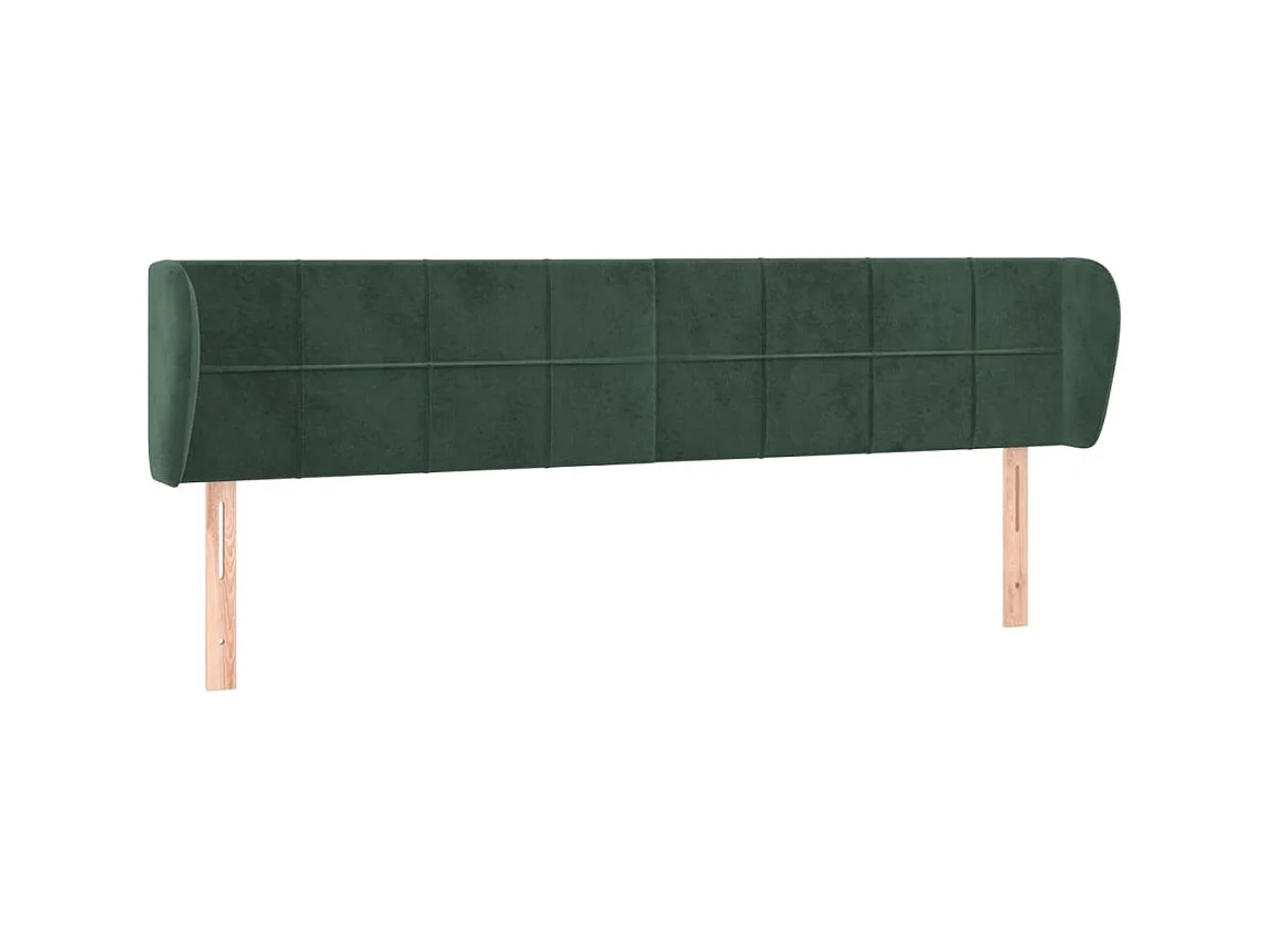 Tête de lit avec oreilles Vert foncé 163x23x78/88 cm Velours