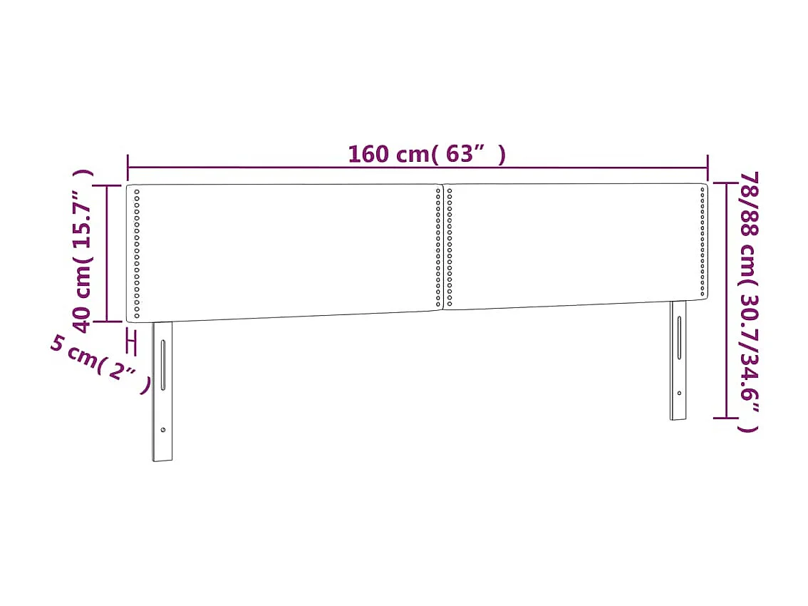 Cabeceira de cama 2 peças tecido 80x5x78/88 cm castanho