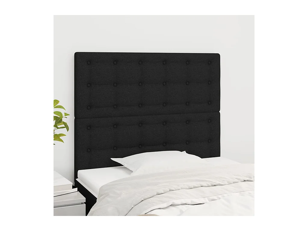 Tête de lit 2 pièces Noir 100x5x78/88 cm Tissu