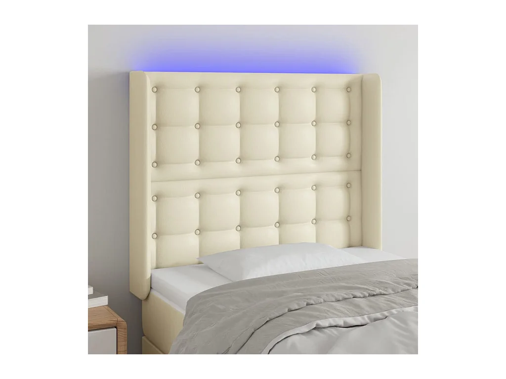 Tête de lit à LED Crème 83x16x118/128 cm Similicuir