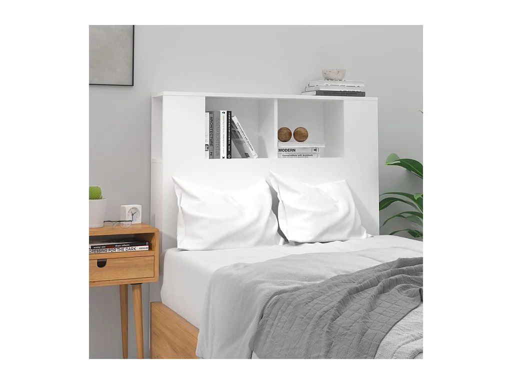 Armoire de tête de lit Blanc brillant 100x18,5x104,5 cm